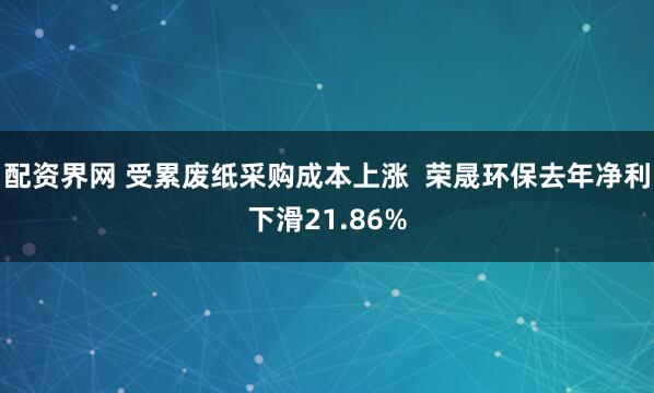 配资界网 受累废纸采购成本上涨  荣晟环保去年净利下滑21.86%